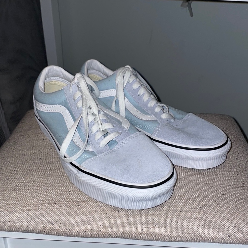 Light Blue Suede Vans - Women